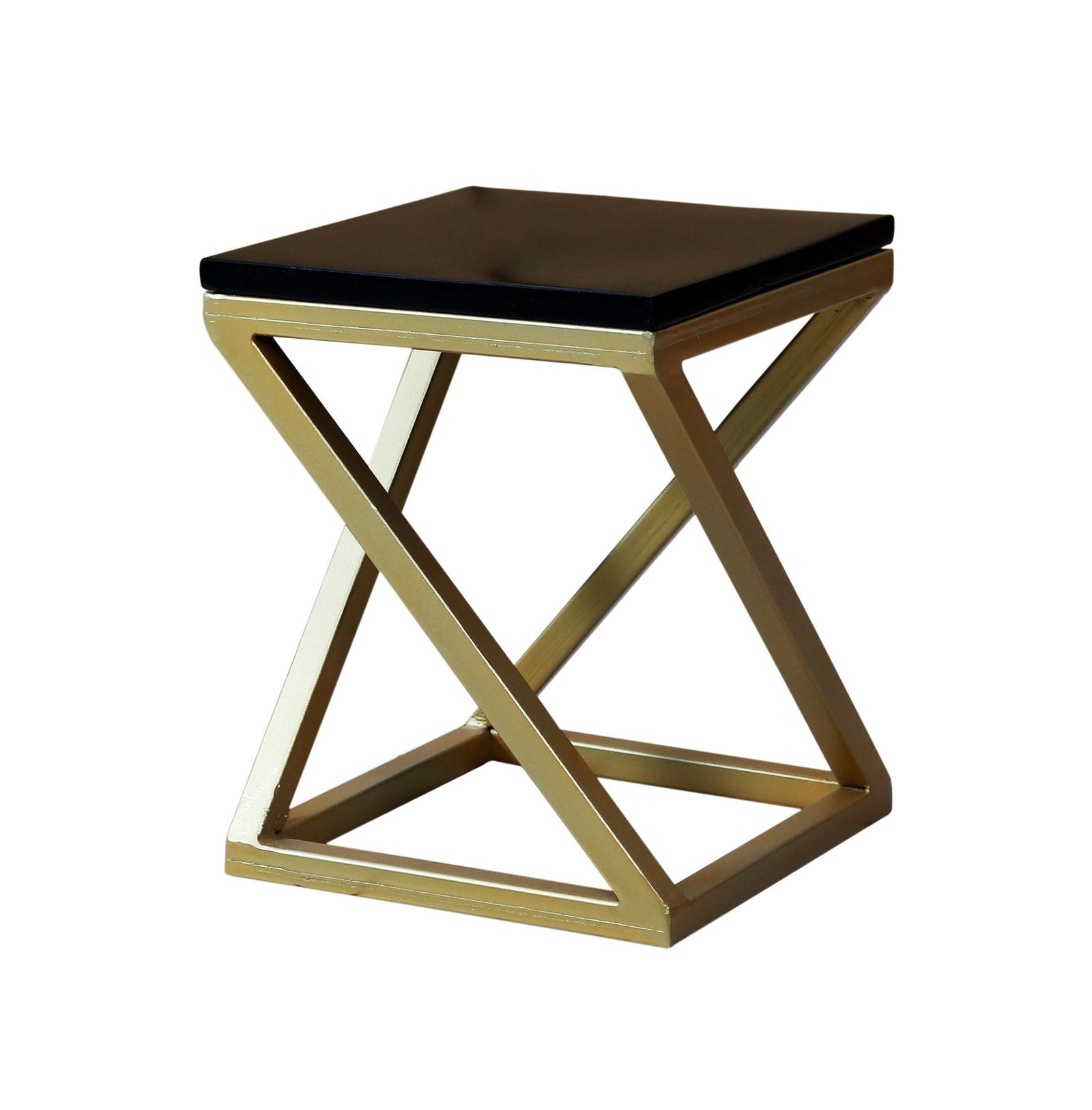 Wooden & Iron Shape Bedside Stool Night Stand Tables for Bedroom & Living Room( Gold ) - Furnishiaa -  -